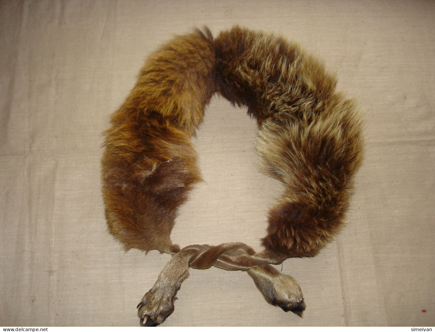 Vintage Real Fox Fur Brown Leather Collar 105cm(41'') #0287