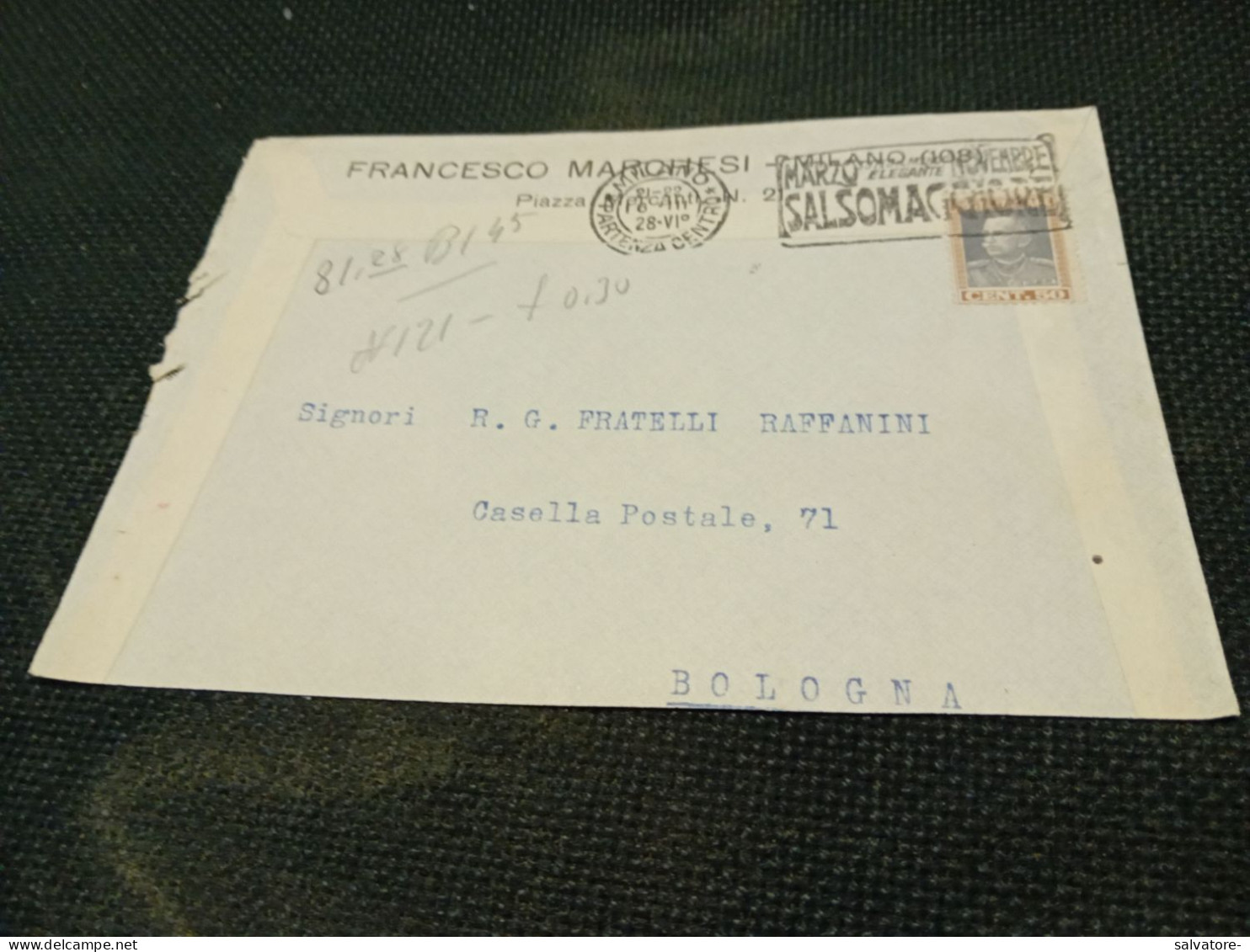 LETTERA PUBBLICITARIA CON ANNULLO POSTALE PUBBLICITARIO  SALSOMAGGIORE- VIAGGIATA 1922 - Publicité