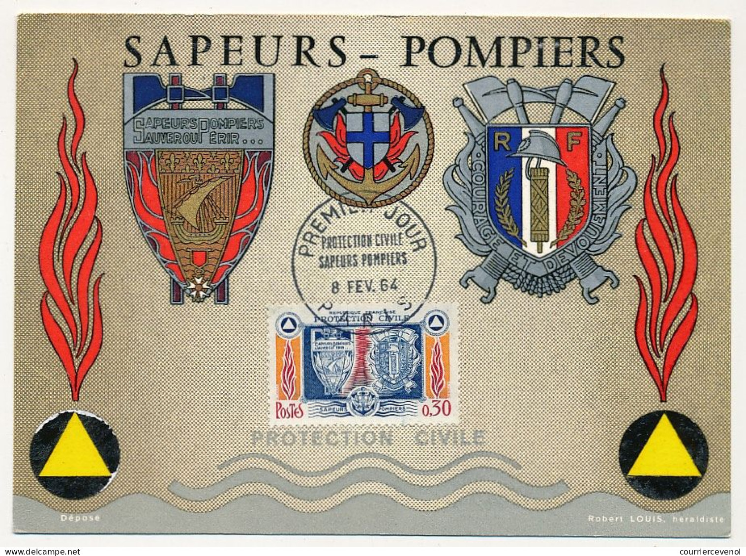 FRANCE - Carte Maximum - 0,30 Protection Civile / Sapeurs Pompiers - PARIS - 8/2/1964 - 1960-1969