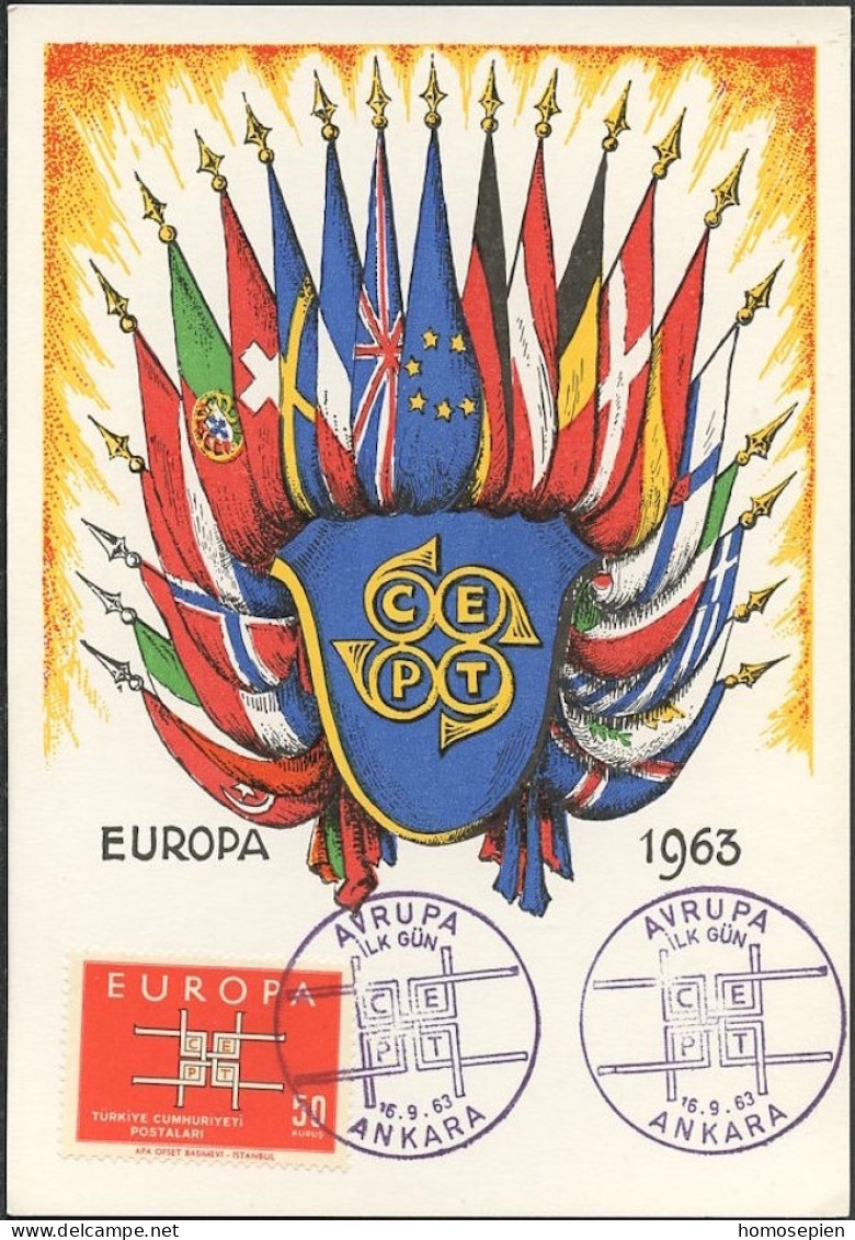 Turquie - Türkei - Turkey CM 1963 Y&T N°1672 - Michel N°MK1888  - 50k EUROPA - Maximum Cards