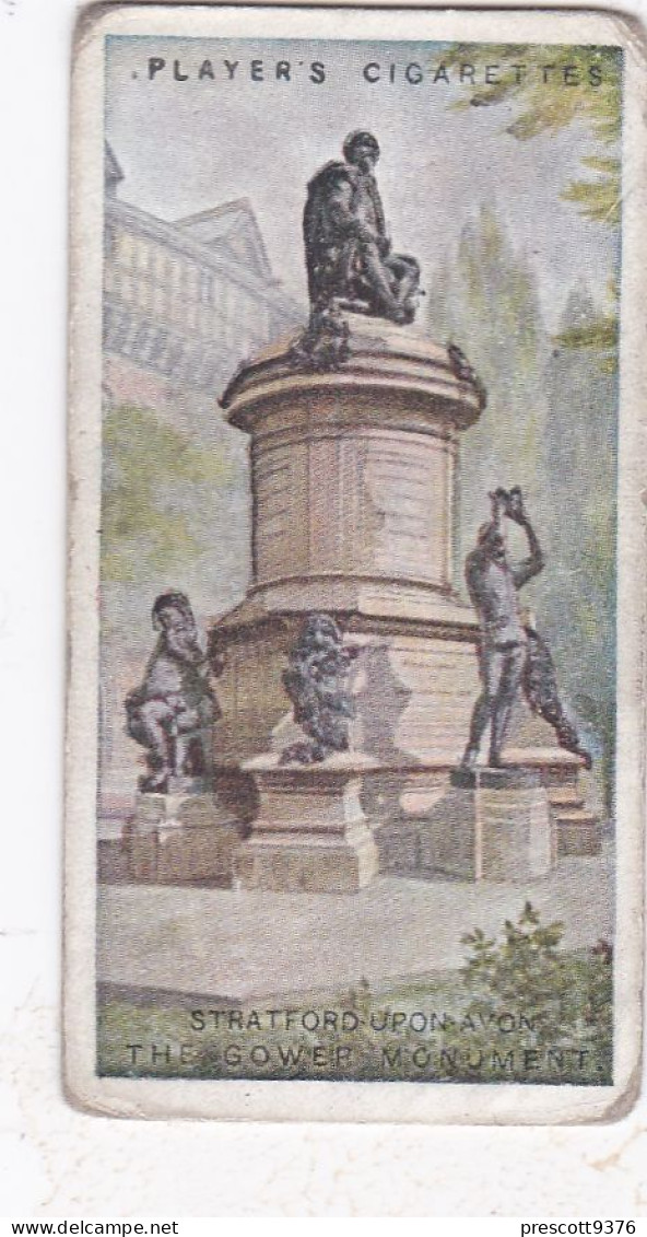 21 Gower Monument, Stratford On Avon - Shakespearean Series 1916 - Players Cigarette Card - Original  Card - Player's
