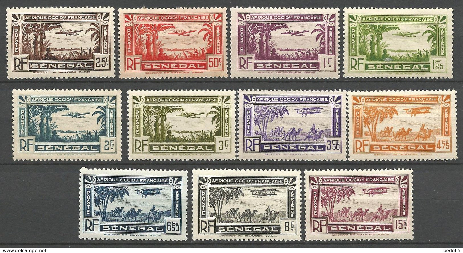 SENEGAL Série Complète PA N° 1 à 11 NEUF*  AVEC OU TRACE DE CHARNIERE / Le N° 9 Est ** / Hinge  / MH - Airmail