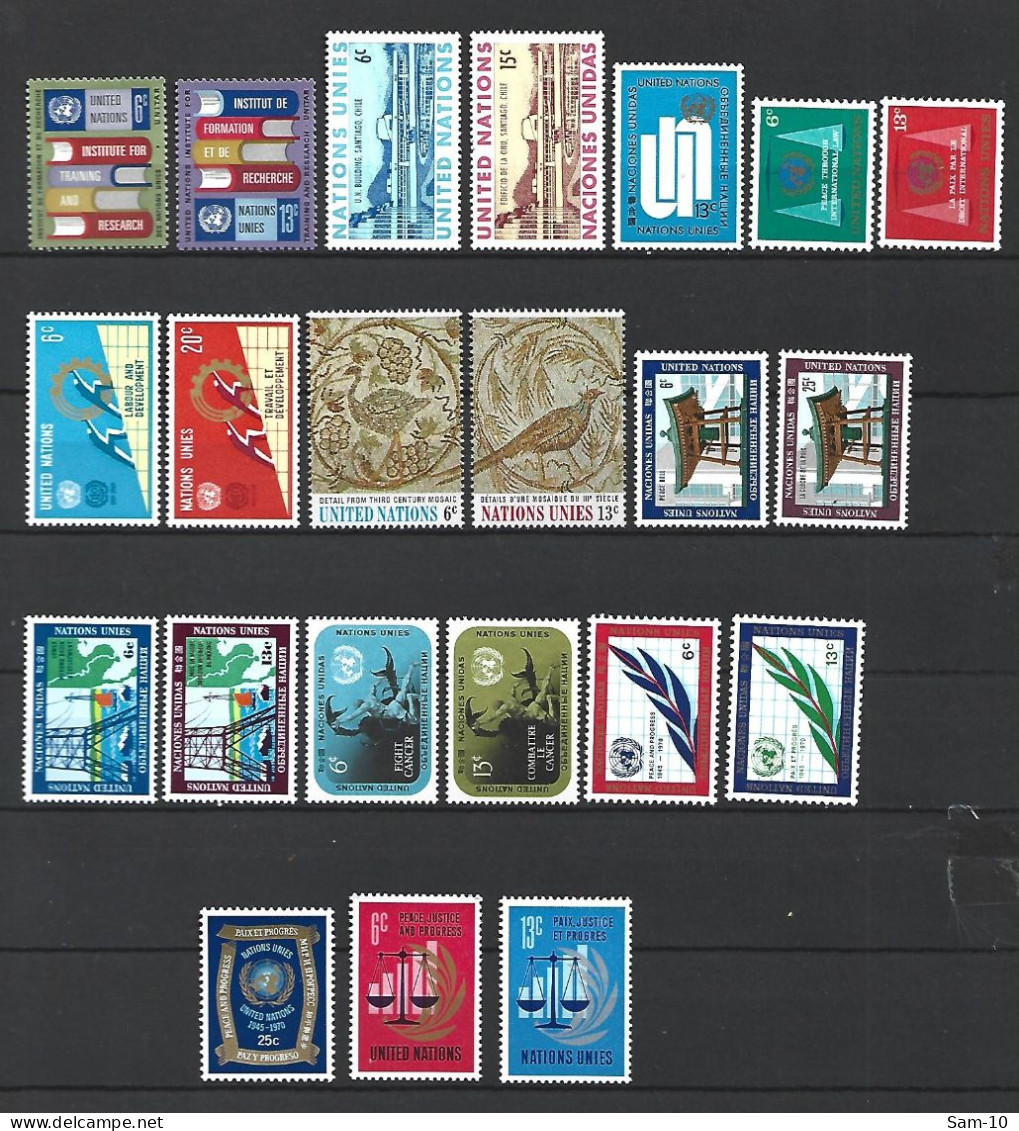 Timbre De Nations Unies New-York Neuf **  N 186 / 207  Année 1969 / 1970 - Neufs