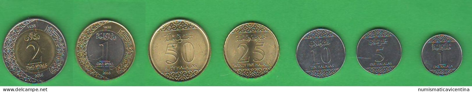 SAUDI ARABIA Set Coins 2016 1  5 10 25 50 Halala + 1  2 Riyals AH 1438 Bimetallic + Nickel Coins Arabie Saoudite - Saoedi-Arabië