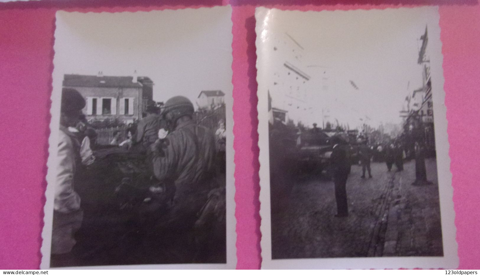 WWII RARE 5 PHOTOS AMATEUR LIBERATION DE CLAMART  24 AOUT 1944 DONT VEHICULE US CAMOUFLE - Clamart