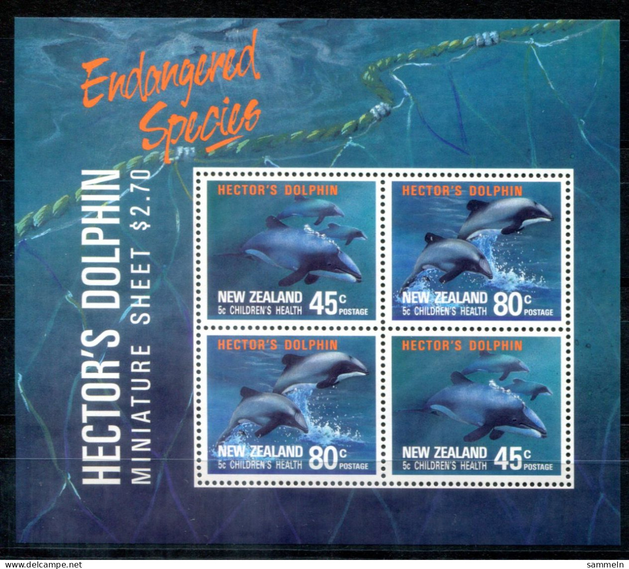 NEUSEELAND Block 28, Bl.28 Mnh - Delfin, Dolphin, Dauphine - NEW ZEALAND / NOUVELLE-ZÉLANDE - Blocks & Sheetlets