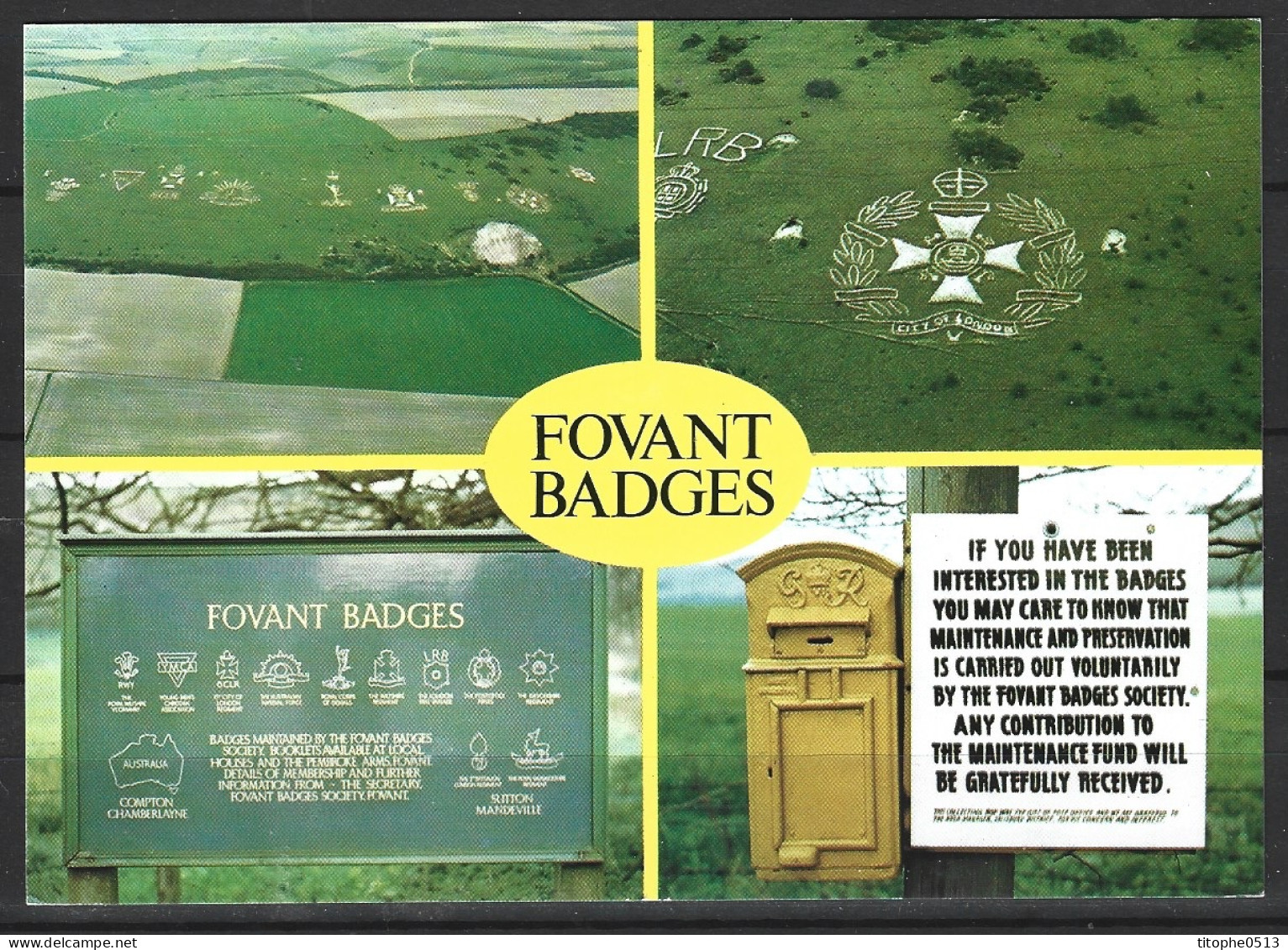 ROYAUME-UNI. Carte Postale Avec Oblitération De 1985. Fovant Badges. - Salisbury