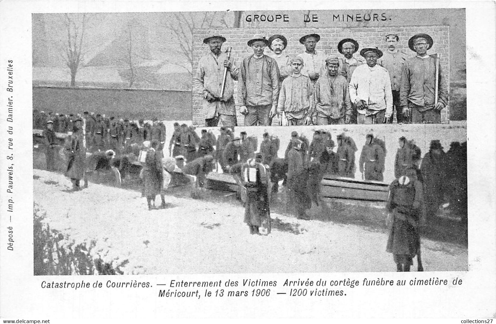 62-COURRIERES- CATASTROPHE DE COURRIERES-  ENTERREMENT DES VICTIMES ARRIVEE DU CORTEGE FUNEBRE AU CIMETIERE DE MERICOURT - Autres & Non Classés