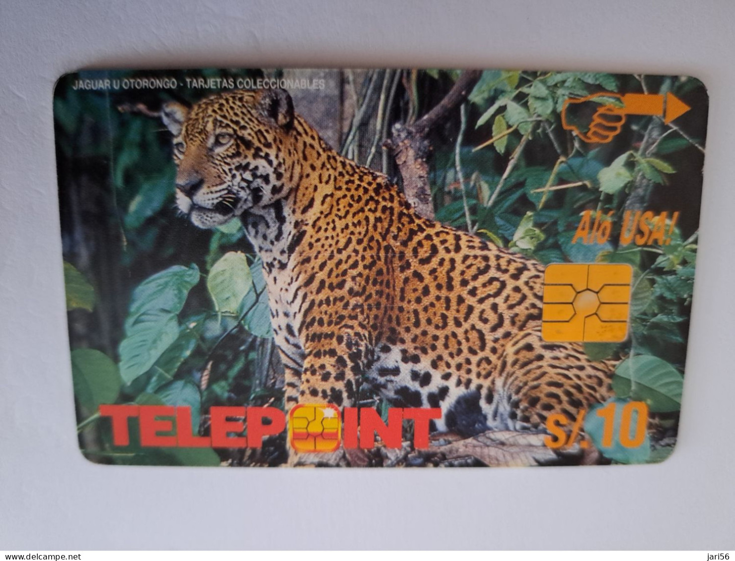 PERU   CHIPCARD   10,00 $ / LUIPAARD/LEOPARD/JAGUAR  / WHITE BACKSIDE / TELEPOINT      Fine Used Card  ** 14653** - Perú