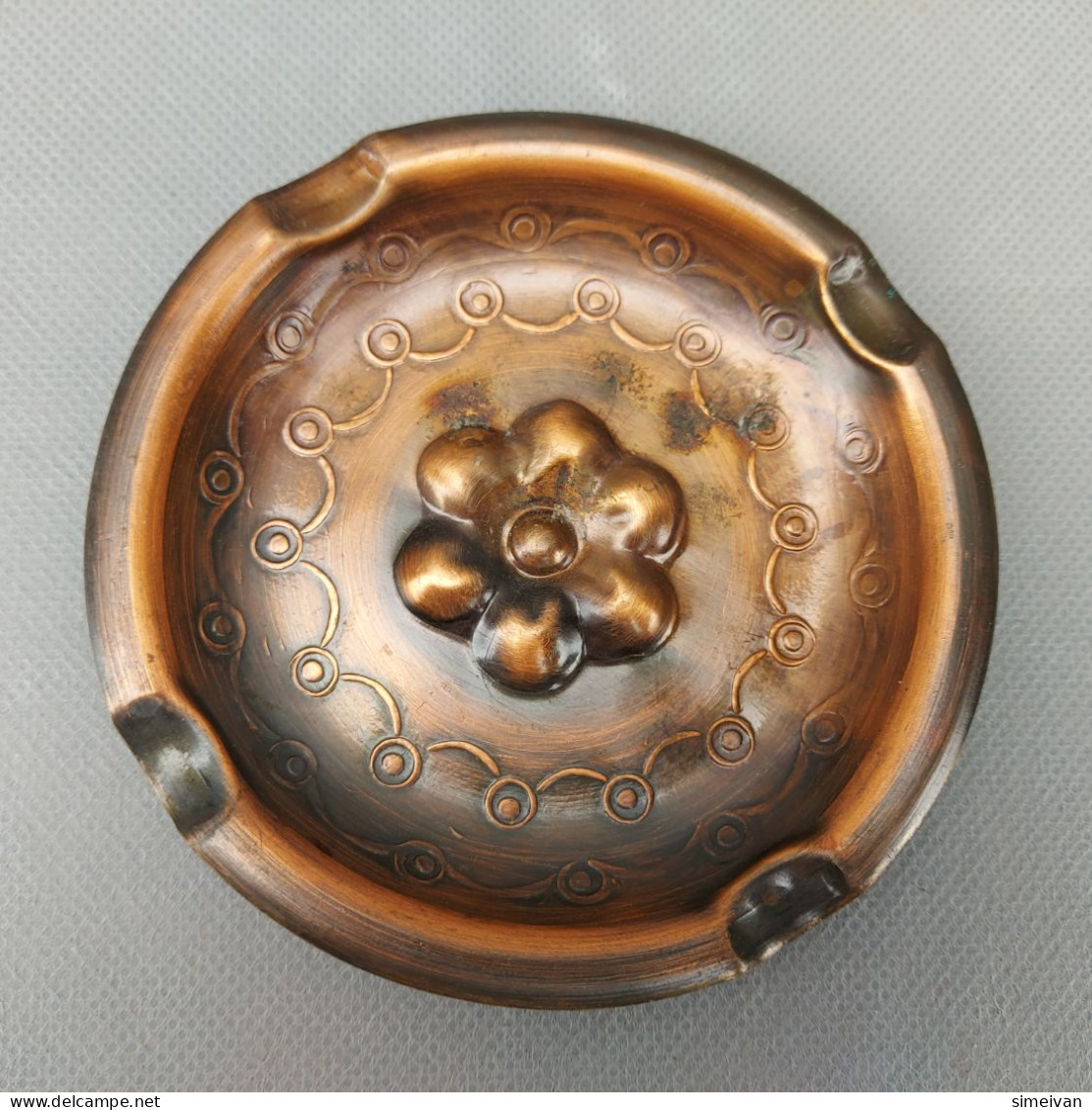 Vintage Copper Ashtray With Four Slots #0401 - Ceniceros