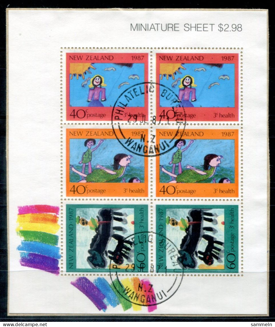 NEUSEELAND 1000-1002 KB (1) Canc.on Paper - Kindergemälde, Children Paintings - NEW ZEALAND / NOUVELLE-ZÉLANDE - Hojas Bloque