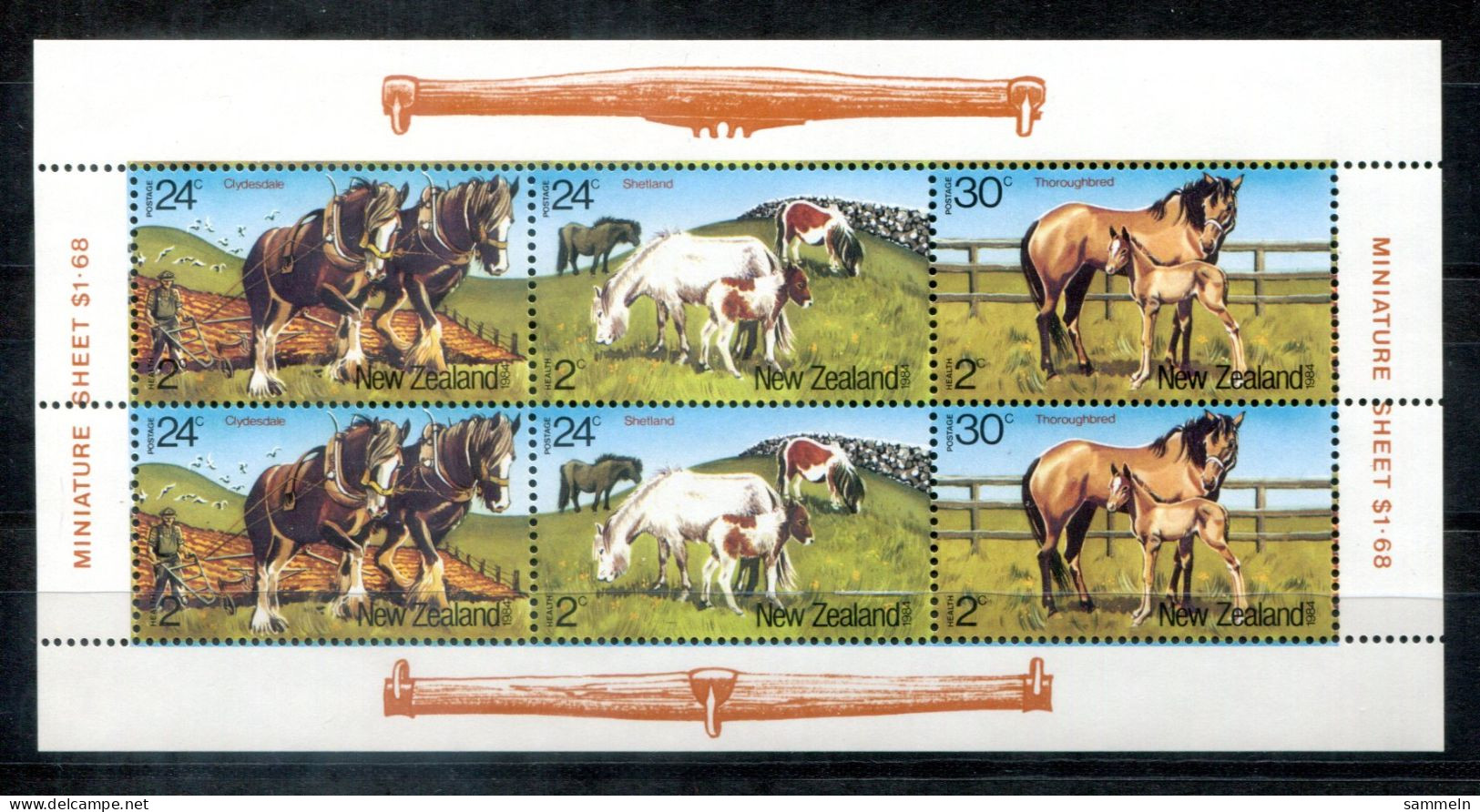 NEUSEELAND 906-908 KB (1) Mnh - Pferde, Horses, Chevaux - NEW ZEALAND / NOUVELLE-ZÉLANDE - Hojas Bloque