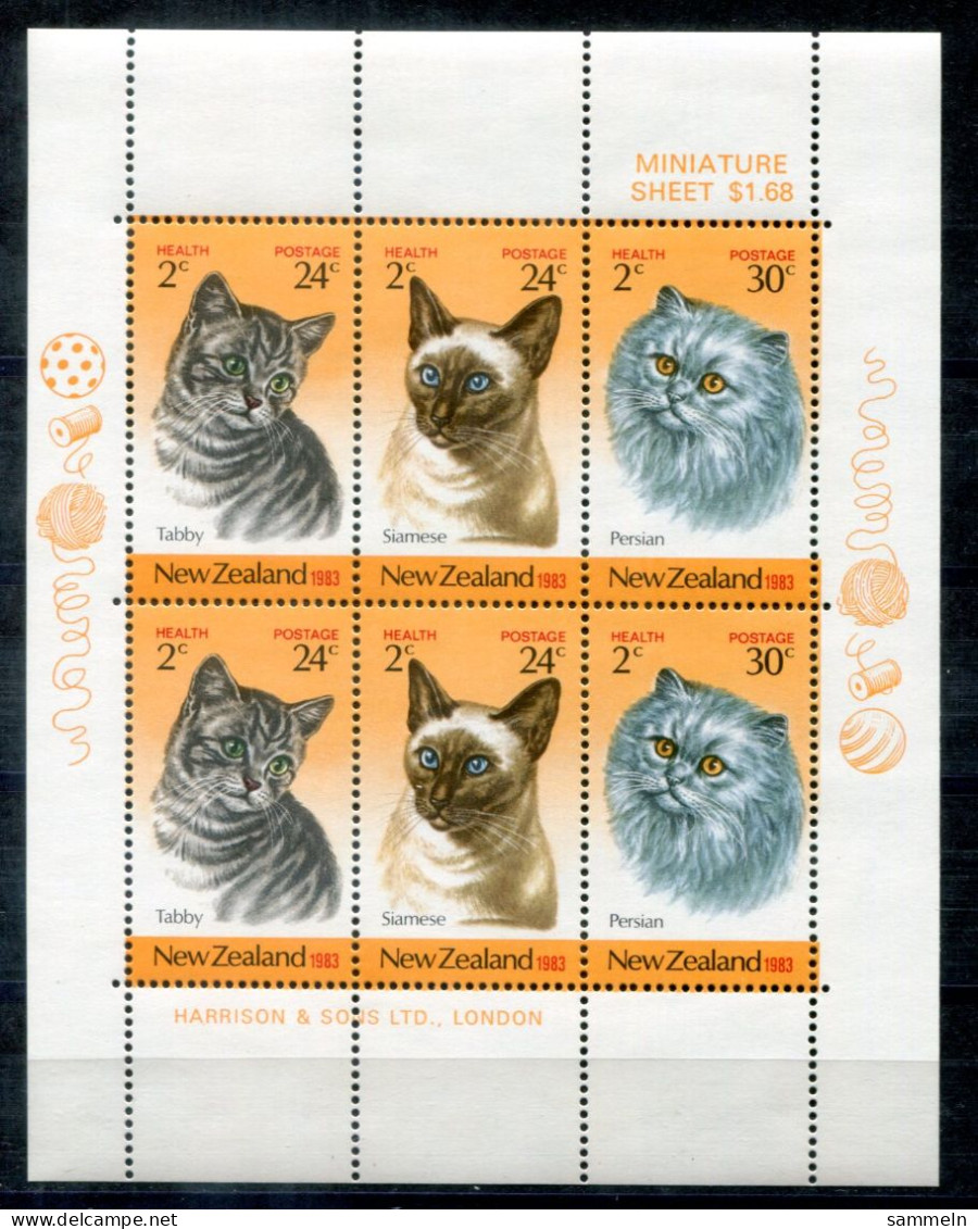 NEUSEELAND 878-880 KB (1) Mnh - Katzen, Cats, Chats - NEW ZEALAND / NOUVELLE-ZÉLANDE - Hojas Bloque