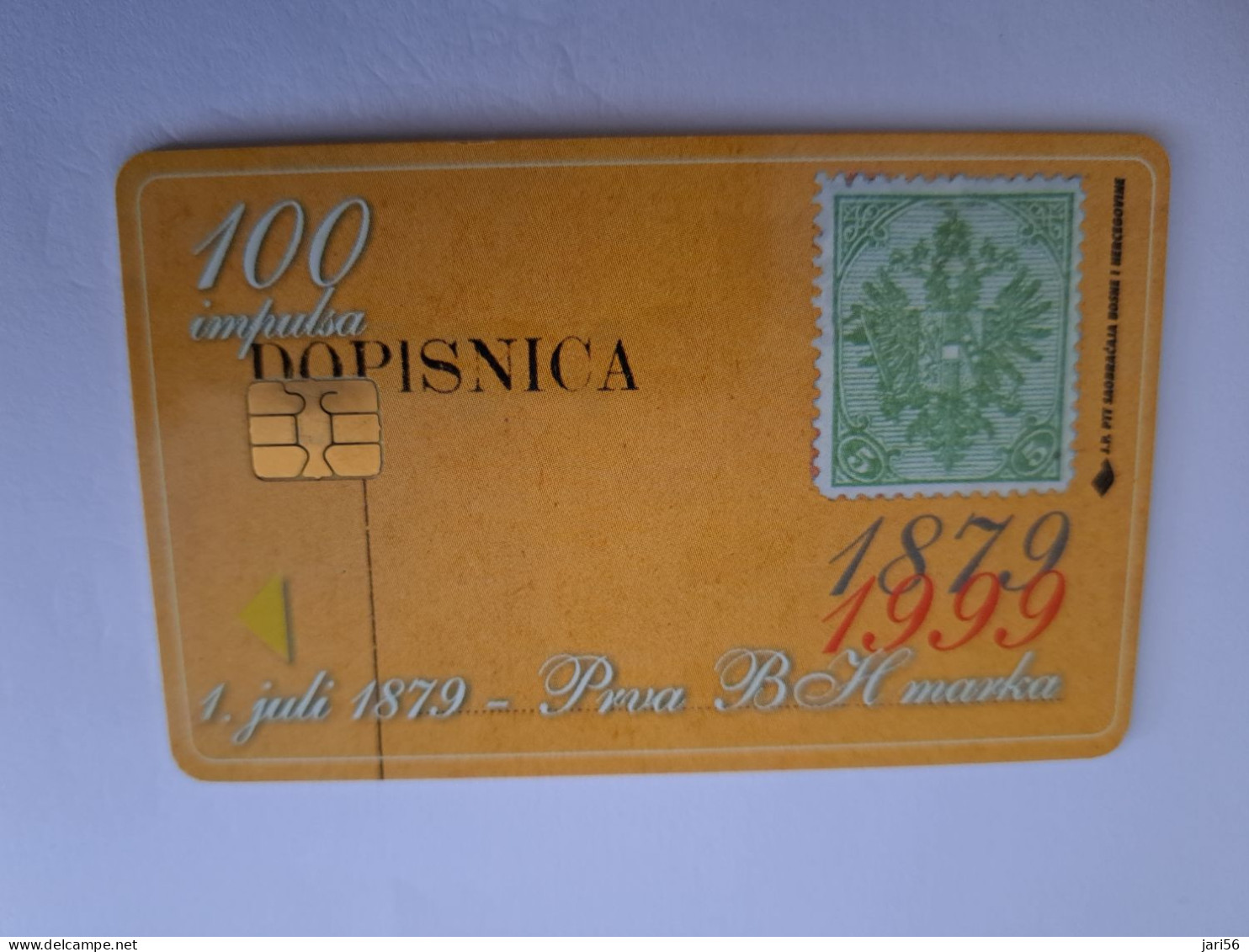 BOSNIA/ HERZEGOWINA / 100 IMPULSA/   CHIP  CARD/ STAMP ON CARD/ 120 GODINA BH MARKE /  PTT BIH        ** 14661** - Bosnië