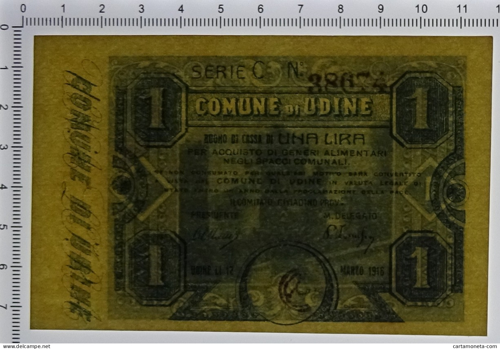 1 LIRA BUONO DI CASSA COMUNE DI UDINE WWI 12/03/1918 QFDS - Sonstige & Ohne Zuordnung