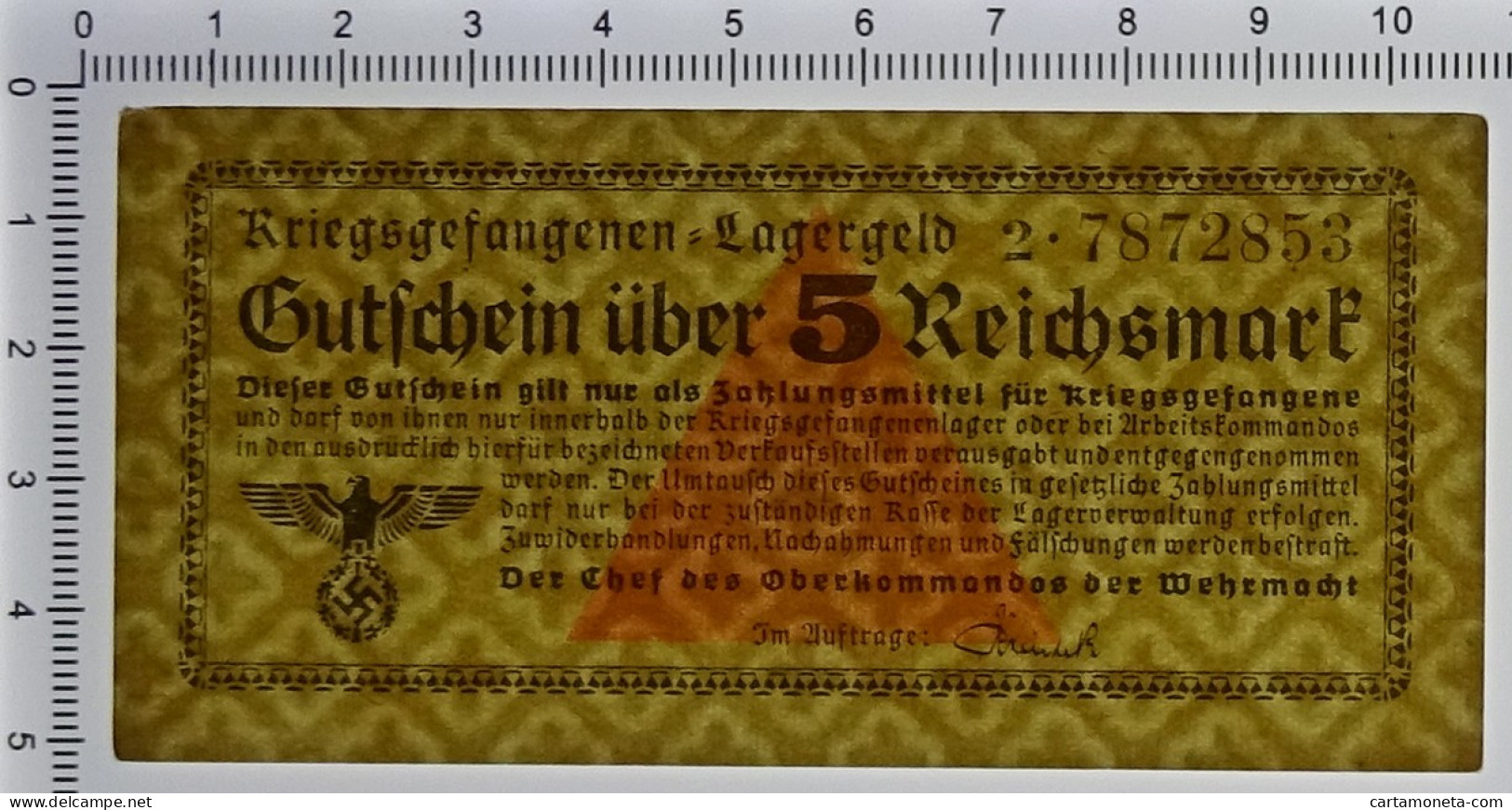 5 REICHSMARK PRIGIONIERI DI GUERRA WWII GERMANIA LAGERGELD 1939-1945 QSPL - Autres & Non Classés