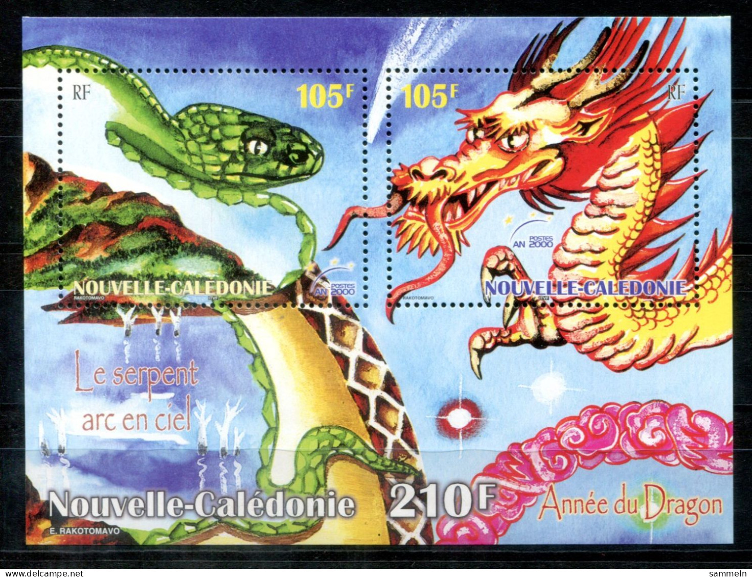 NEUKALEDONIEN Block 24, Bl.24 Mnh - Jahr Des Drachen, Année Du Dragon  - NEW CALEDONIA / NOUVELLE-CALÉDONIE - Blocs-feuillets