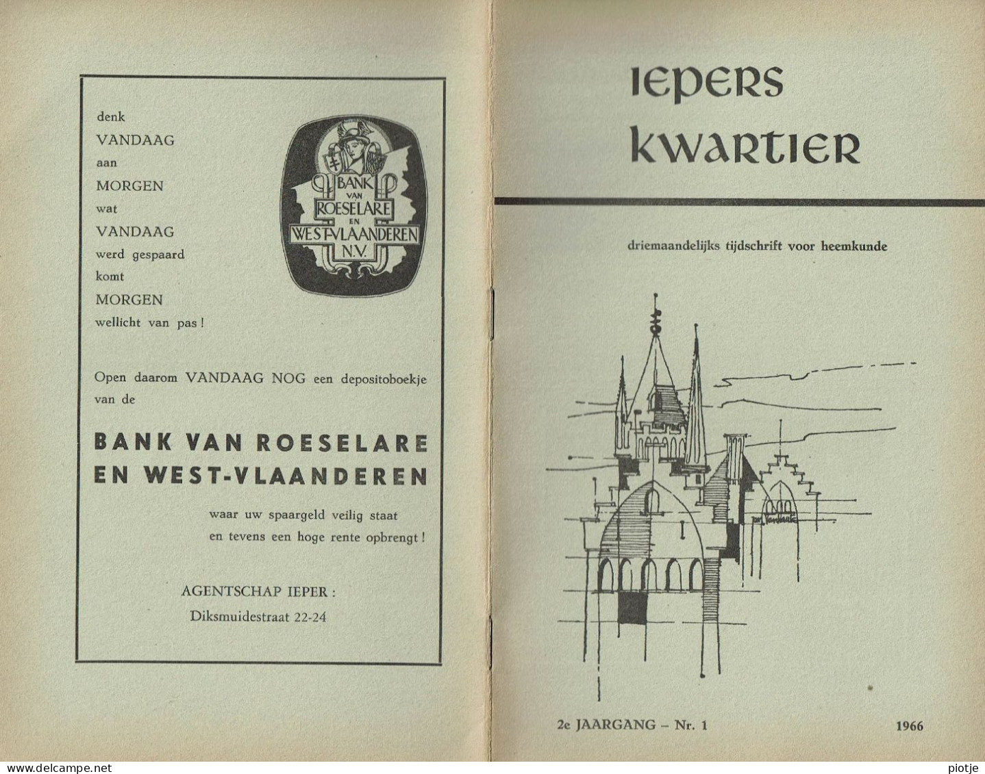 * Ieper - Ypres * (Iepers Kwartier - Jaargang 2 - Nr 1 - Maart 1966) Tijdschrift Voor Heemkunde - Heemkundige Kring - Aardrijkskunde & Geschiedenis