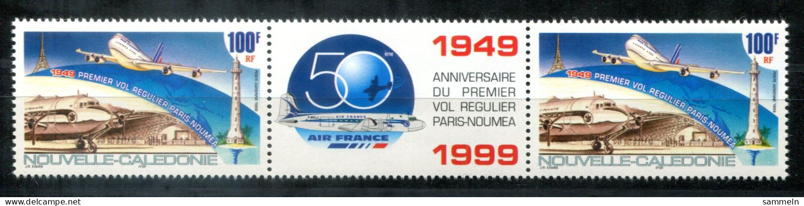 NEUKALEDONIEN 1188 (2) Mit Zwischensteg Mnh - Flugzeug, Plane, Avion  - NEW CALEDONIA / NOUVELLE-CALÉDONIE - Blocchi & Foglietti