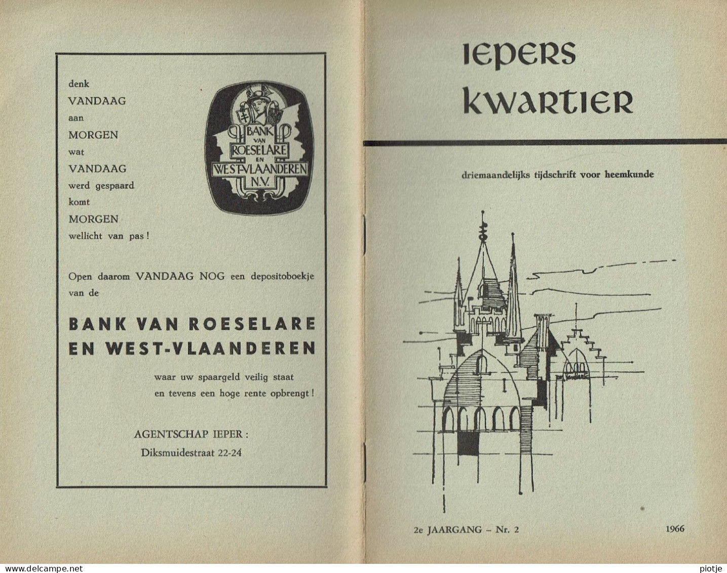 * Ieper - Ypres * (Iepers Kwartier - Jaargang 2 - Nr 2 - Juni 1966) Tijdschrift Voor Heemkunde - Heemkundige Kring - Aardrijkskunde & Geschiedenis