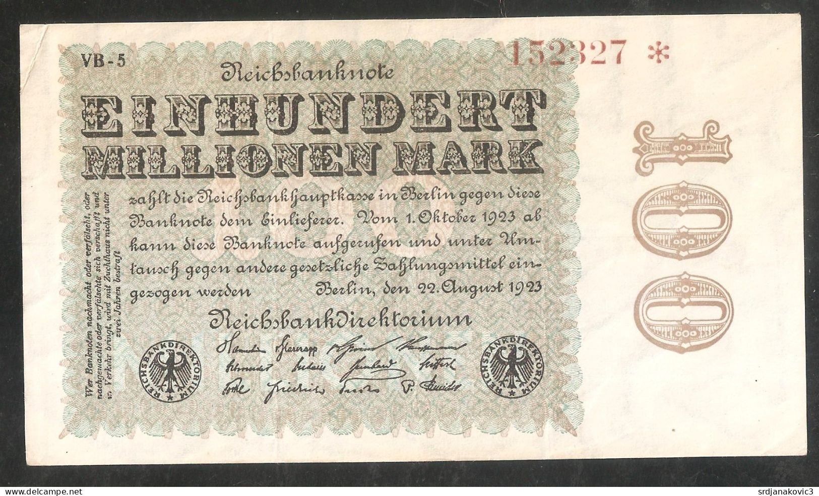 GERMANY 1923 - 100 Miljoen Mark