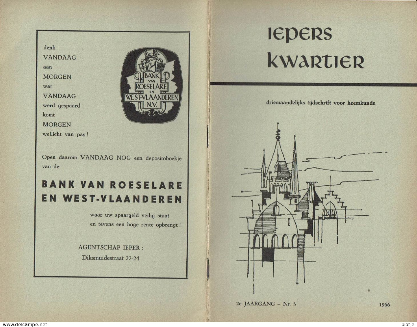 * Ieper - Ypres * (Iepers Kwartier - Jaargang 2 - Nr 3 - September 1966) Tijdschrift Voor Heemkunde - Heemkundige Kring - Géographie & Histoire