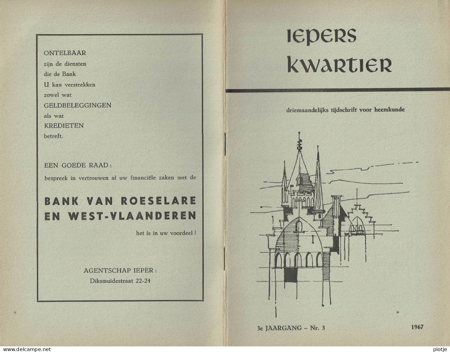 * Ieper - Ypres * (Iepers Kwartier - Jaargang 3 - Nr 3 - September 1967) Tijdschrift Voor Heemkunde - Heemkundige Kring - Aardrijkskunde & Geschiedenis