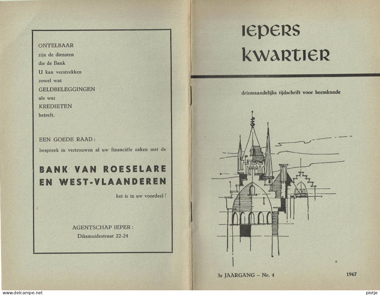 * Ieper - Ypres * (Iepers Kwartier - Jaargang 3 - Nr 4 - December 1967) Tijdschrift Voor Heemkunde - Heemkundige Kring - Geographie & Geschichte