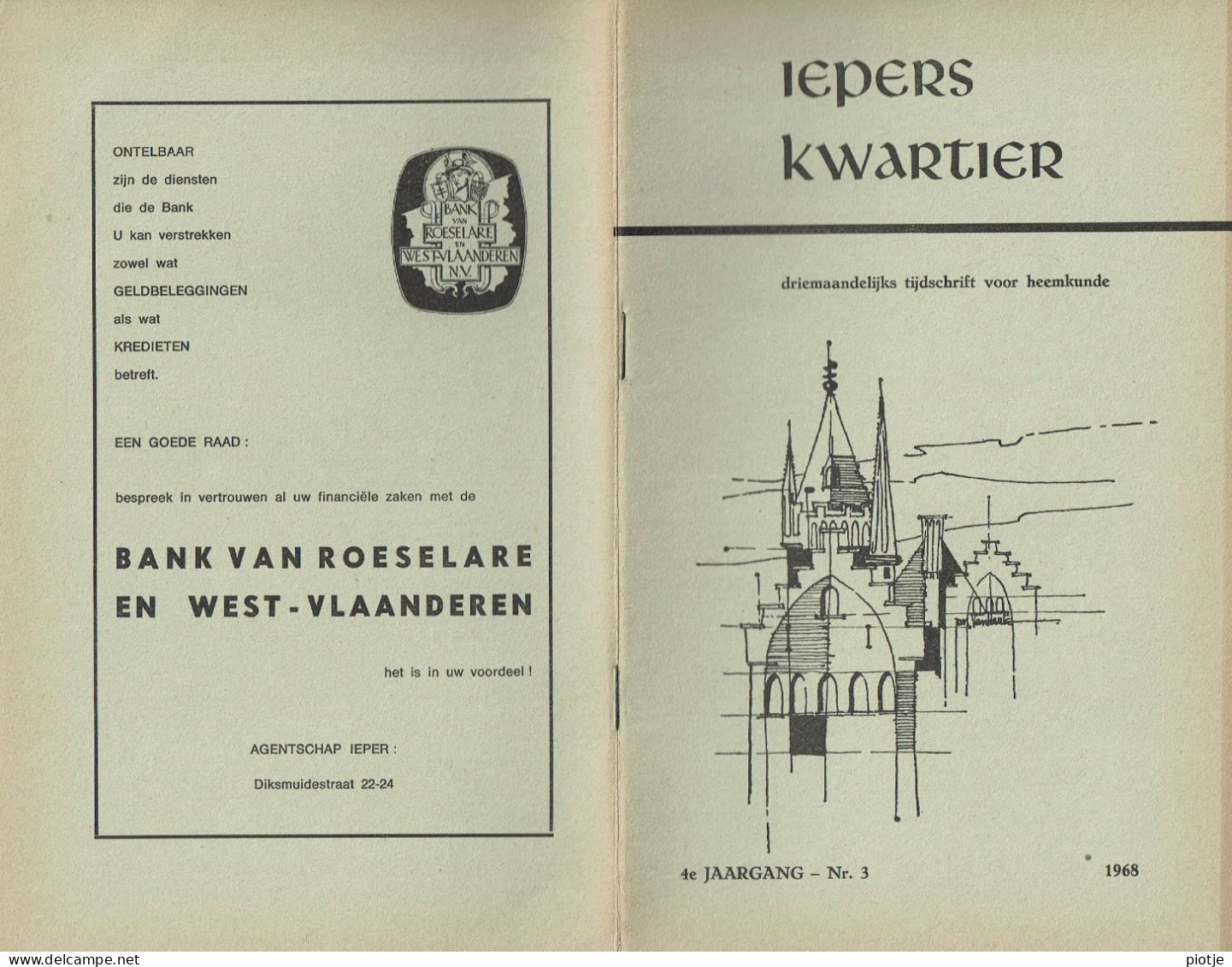 * Ieper - Ypres * (Iepers Kwartier - Jaargang 4 - Nr 3 - September 1968) Tijdschrift Voor Heemkunde - Heemkundige Kring - Géographie & Histoire