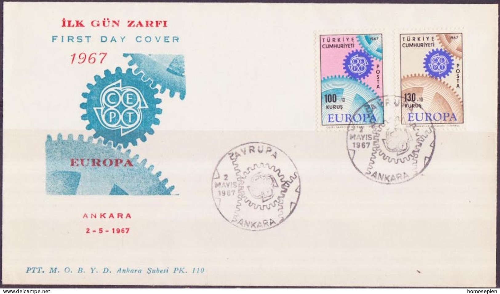 Europa CEPT 1967 Turquie - Türkei - Turkey FDC1 Y&T N°1829 à 1830 - Michel N°2044 à 2045 - 1967