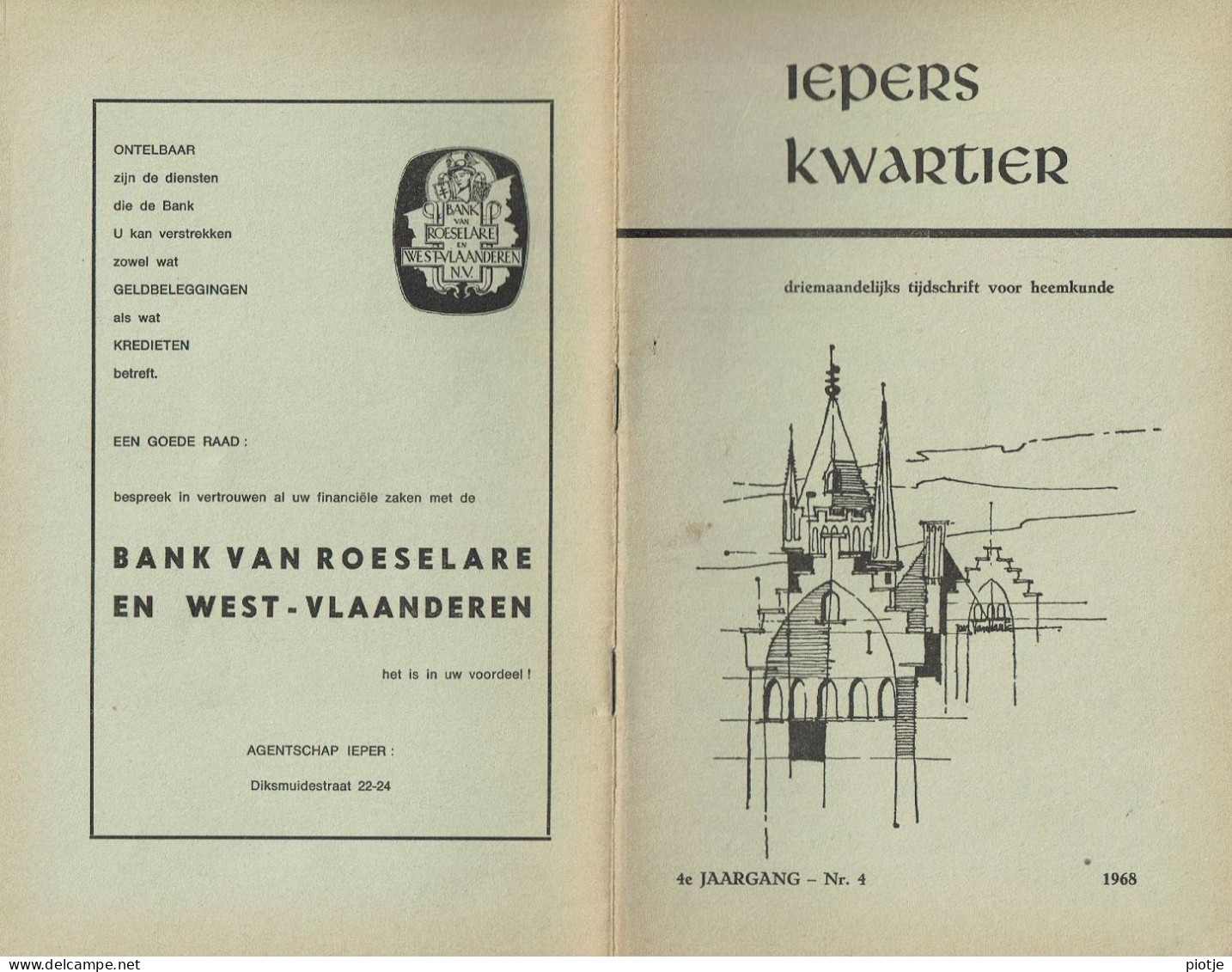 * Ieper - Ypres * (Iepers Kwartier - Jaargang 4 - Nr 4 - December 1968) Tijdschrift Voor Heemkunde - Heemkundige Kring - Geographie & Geschichte