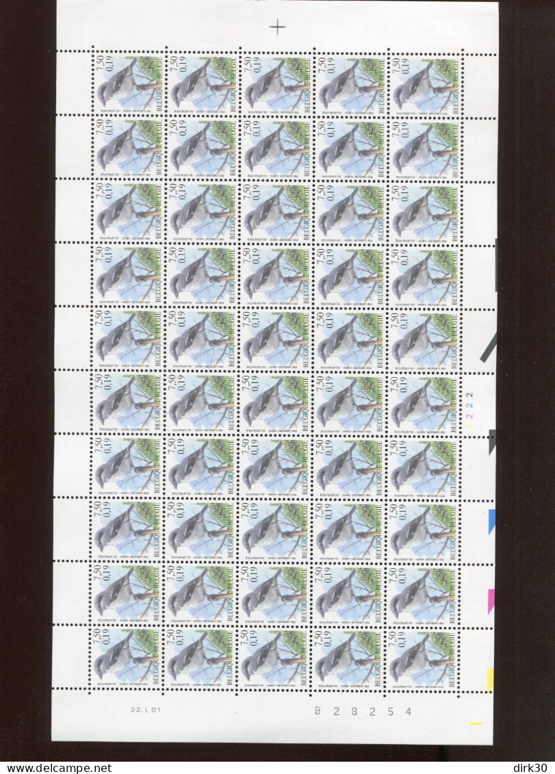 Belgie Buzin Vogels 2986 Volledig Vel Drukdatum 22/1/2001 Plaatnummer Numéro De Planche 2 - 1991-2000