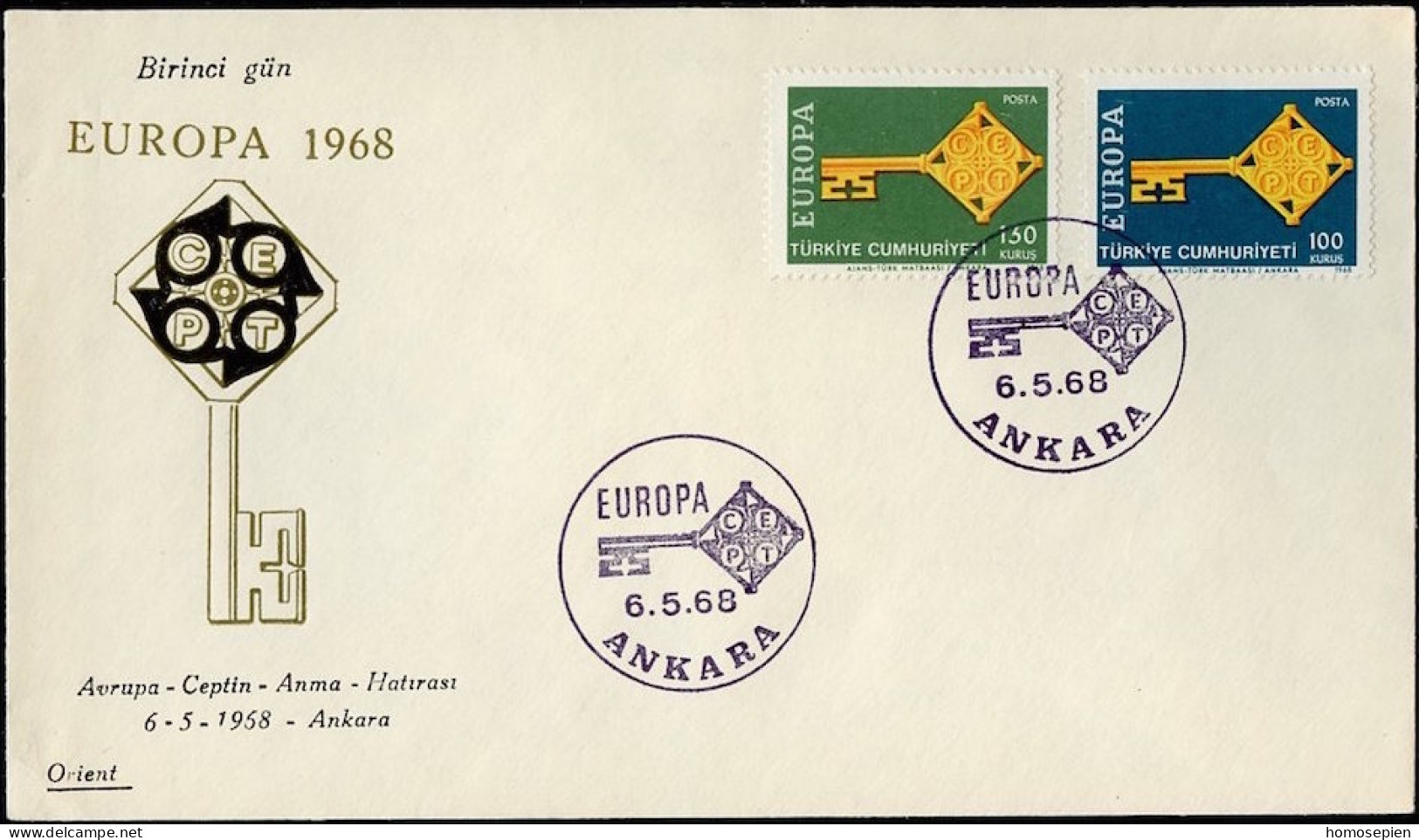 Europa CEPT 1968 Turquie - Türkei - Turkey FDC3 Y&T N°1868 à 1869 - Michel N°2095 à 2096 - 1968