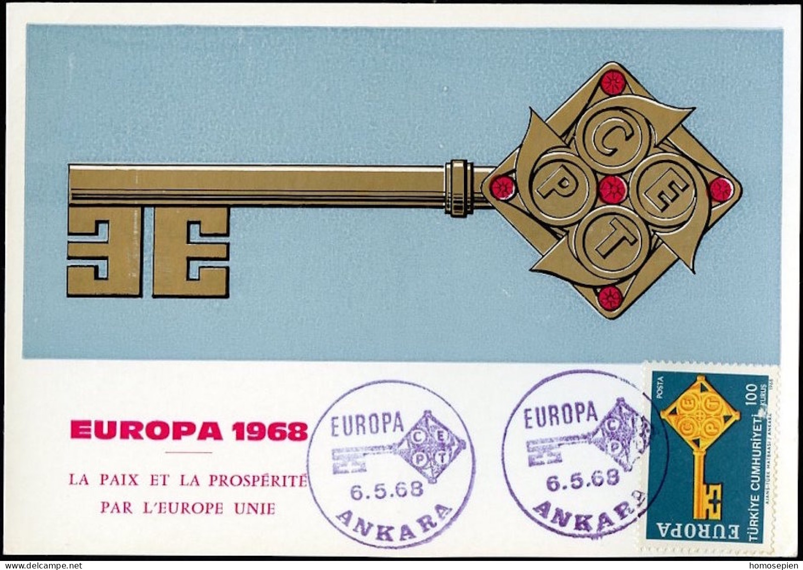 Europa CEPT 1968 Turquie - Türkei - Turkey CM Y&T N°1868 - Michel N°MK2095 - 100k EUROPA - 1968