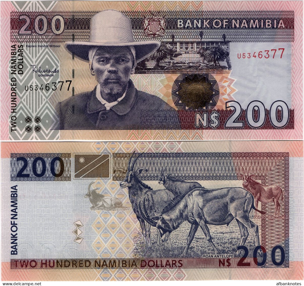 NAMIBIA       200 Dollars       P-10b       ND (1999)       UNC - Namibië