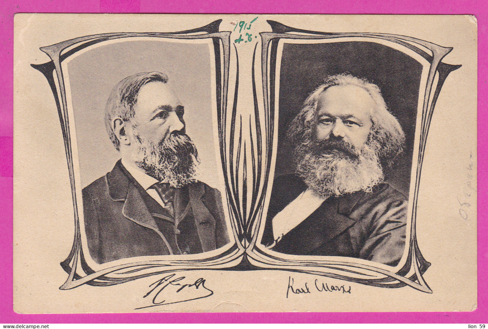 297020 / Die Vorkämpfer Der Internationalen Sozialdemokratie Karl Marx Friedrich Engels Revolutionary Socialist 1915 PC  - Personnages