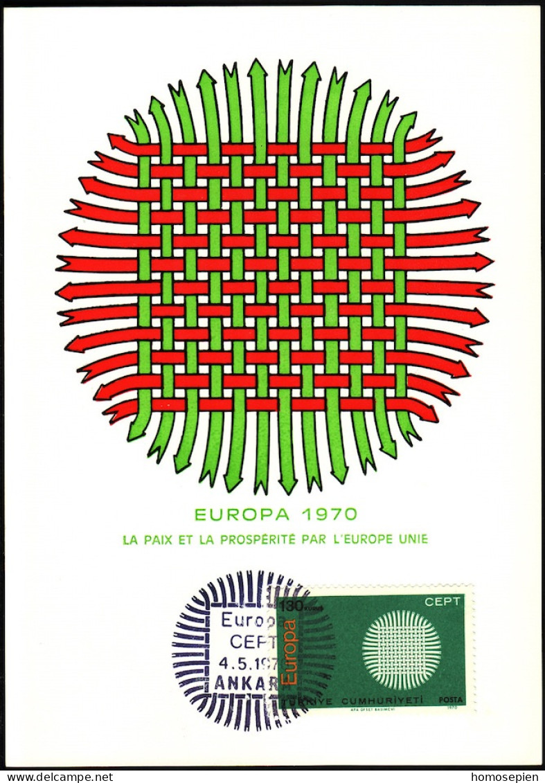 Turquie - Türkei - Turkey CM 1970 Y&T N°1953 - Michel N°MK2180 - 130k EUROPA - Maximumkaarten