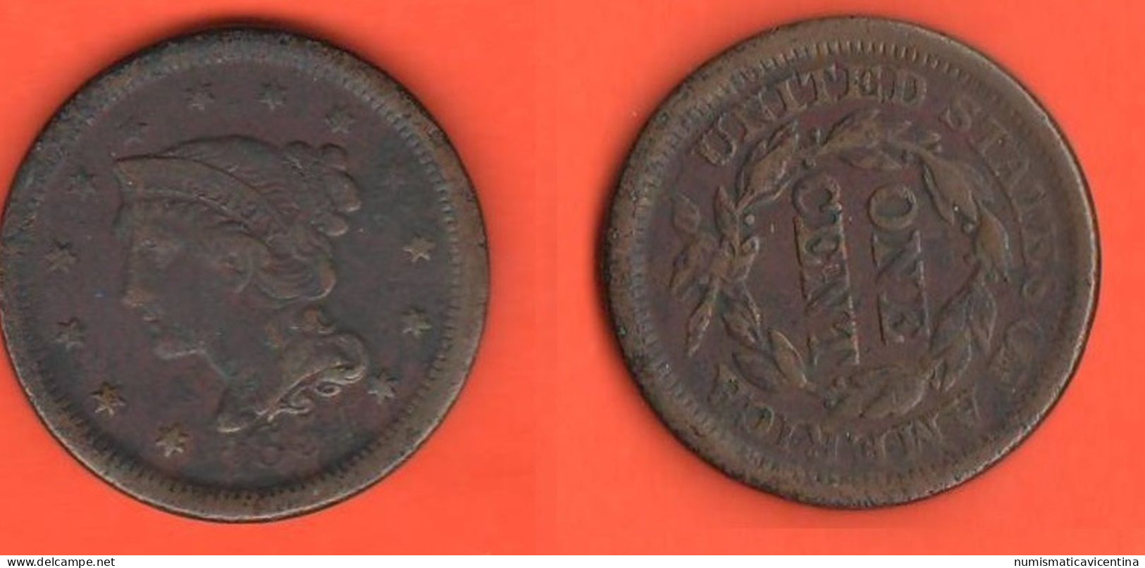 USA One Cent 1854 ASSE ROTATO Variante Variety Rotated Axis United States Of America - Errori