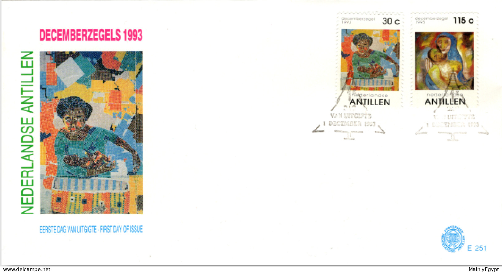 NETHERLANDS ANTILLES: 1993 -  FDC - December, Christmas  (E251) - Curaçao, Nederlandse Antillen, Aruba