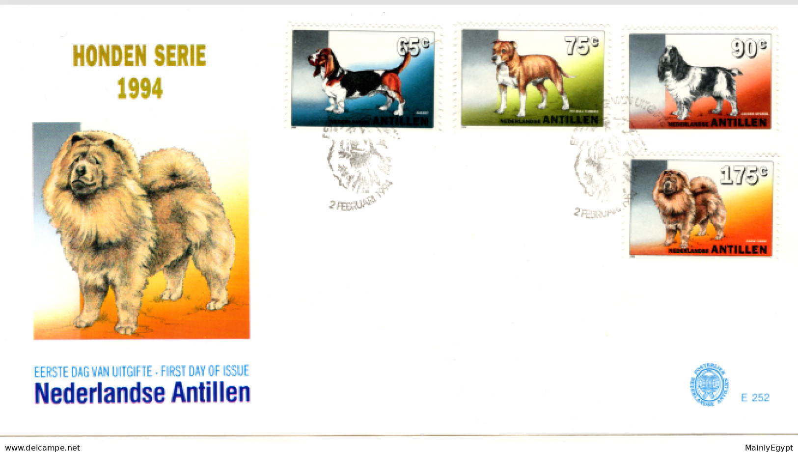 NETHERLANDS ANTILLES: 1994 -  FDC - Dogs  (E252) - Curaçao, Nederlandse Antillen, Aruba