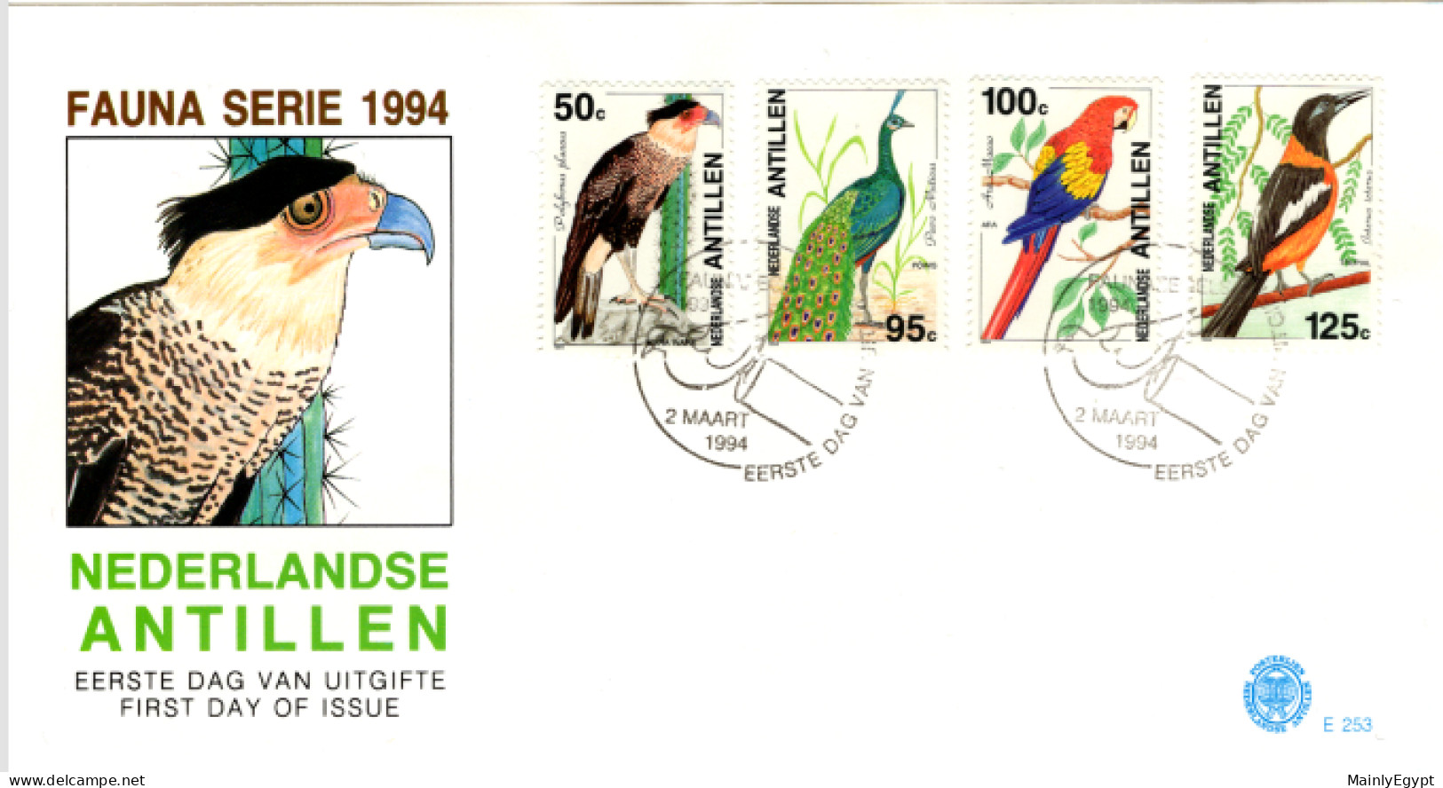 NETHERLANDS ANTILLES: 1994 -  FDC - Birds  (E253) - Curaçao, Nederlandse Antillen, Aruba