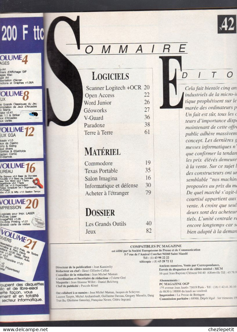 COMPATIBLES PC MAGAZINE N°42 1991 Ancienne Revue Informatique - Informatica