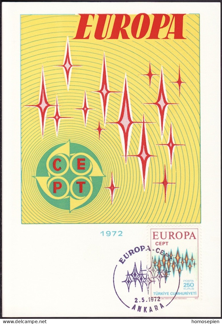 Turquie - Türkei - Turkey CM 1972 Y&T N°2025 - Michel N°MK2254 - 250k EUROPA - Cartoline Maximum
