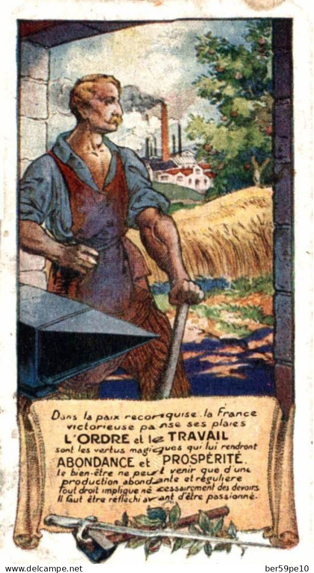 CHROMO CALENDRIER PUBLICITAIRE ILLUSTRE  L'ORDRE ET LE TRAVAIL ABONDANCE ET PROSPERITE CALENDRIER 1920 AU VERSO - Groot Formaat: 1901-20