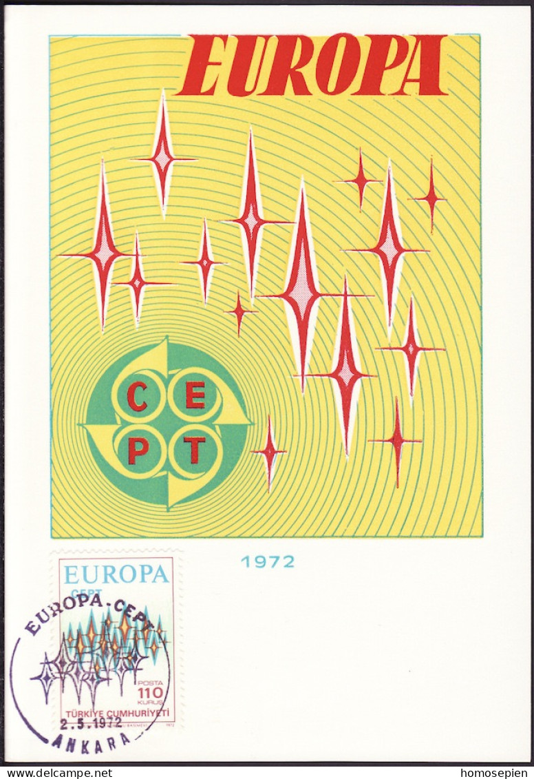Turquie - Türkei - Turkey CM 1972 Y&T N°2024 - Michel N°MK2253 - 110k EUROPA - Cartoline Maximum