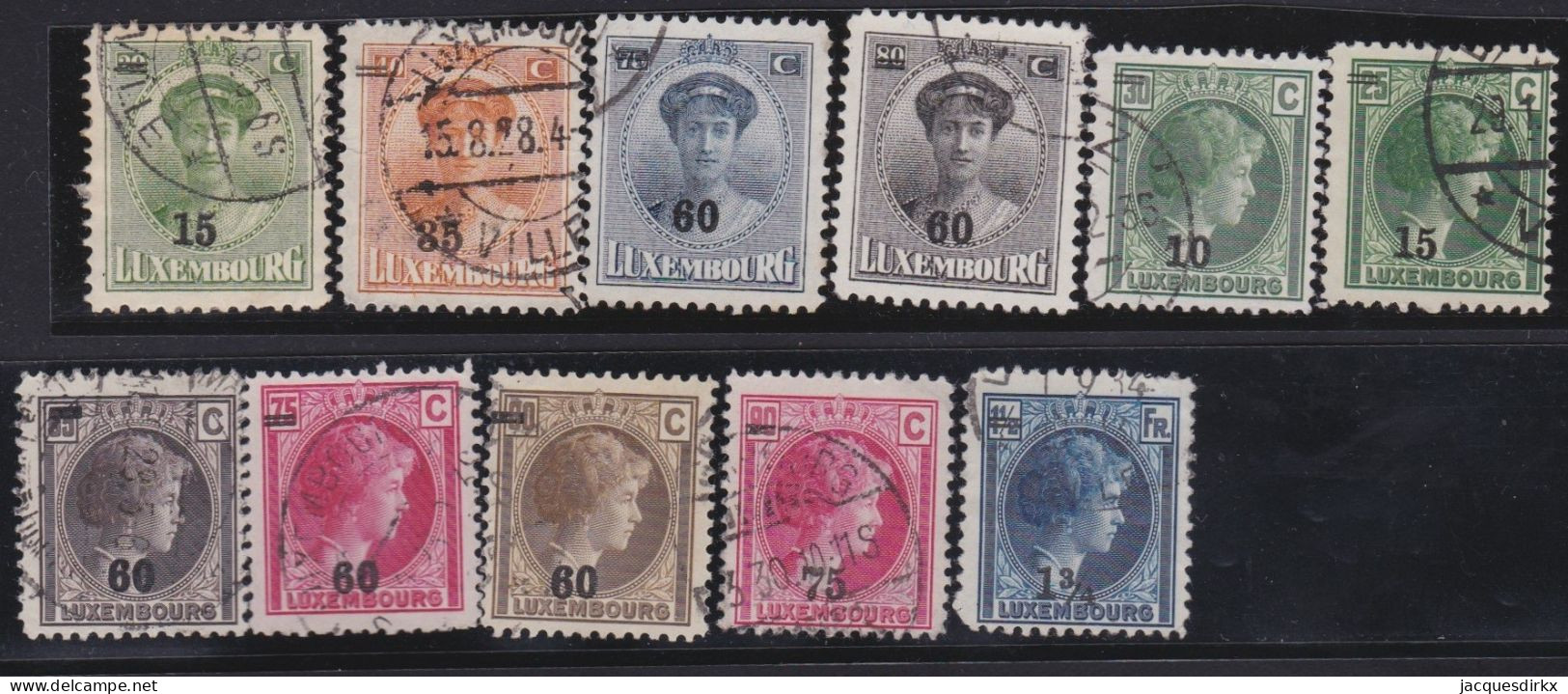 Luxembourg    .   Y&T     .    197/207     .   O      .     Oblitéré - 1926-39 Charlotte Right-hand Side