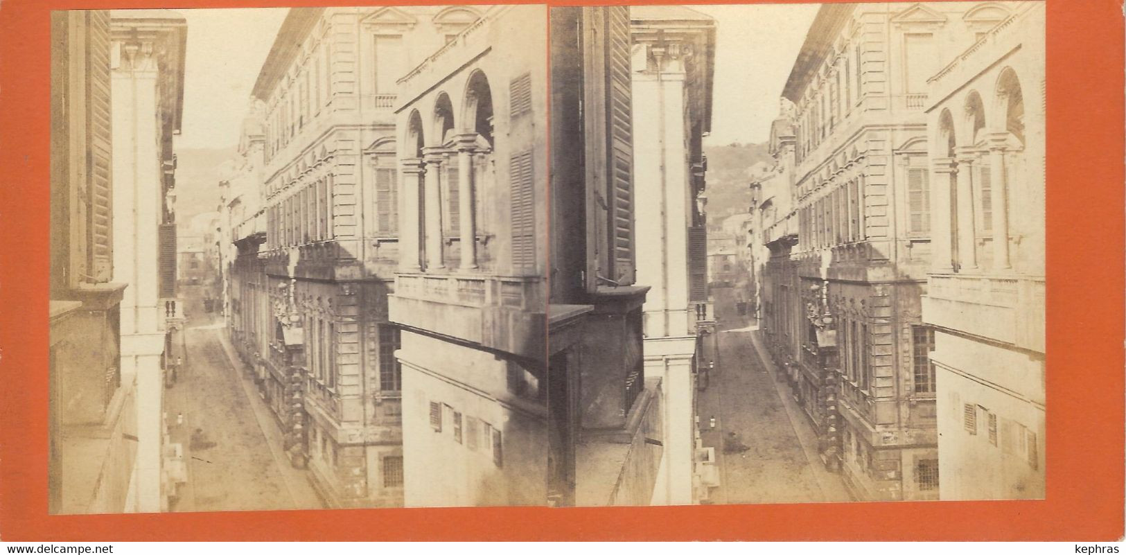 Photo Stéréo - ITALIE - GENES - GENOVA - Via Balbi - Stereo-Photographie