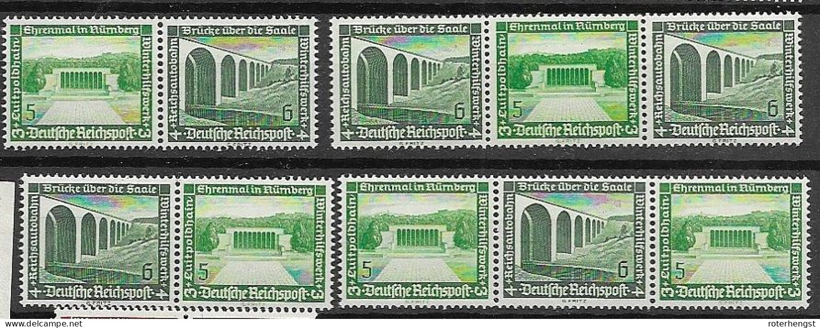 Reich From Booklet Panes Mnh ** 1936 Bridges And Buildings (3 Scans) 96 Euros - Cuadernillos