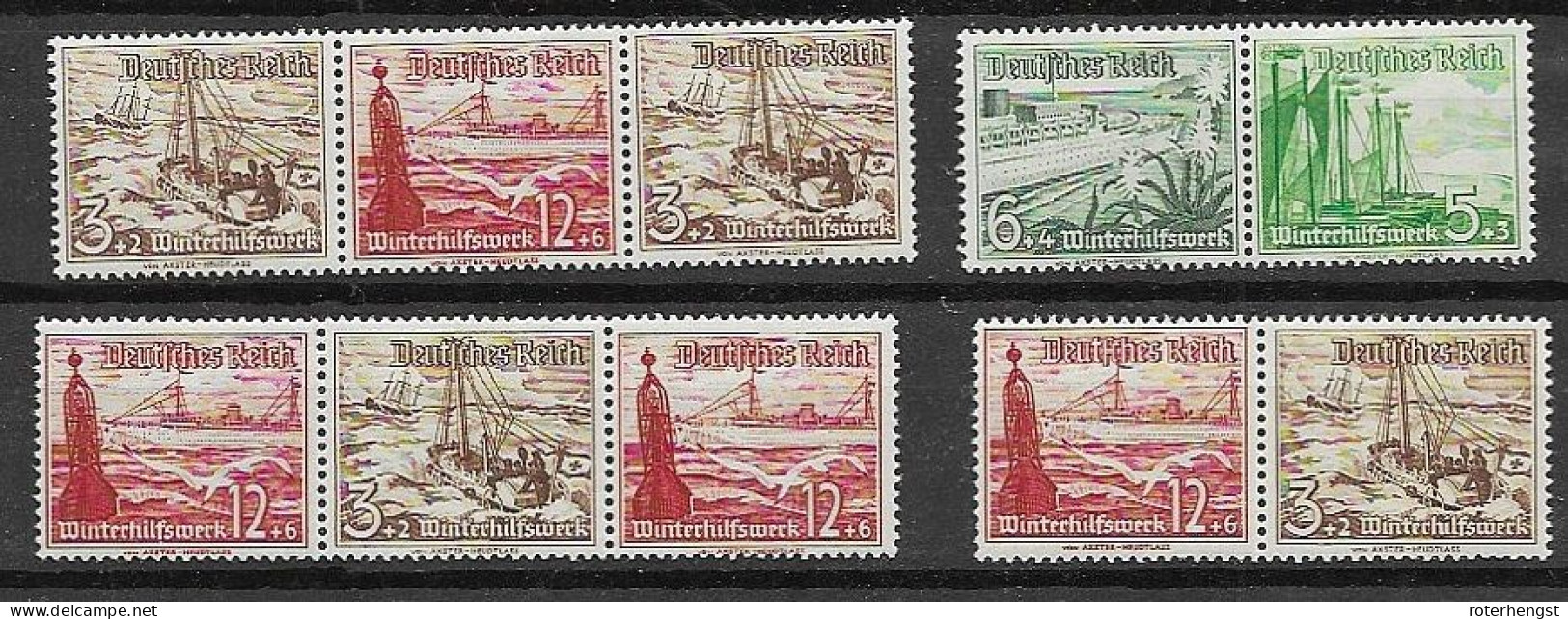 Reich From Booklet Panes 1937 Mlh * (1 Stamp Each) And Mnh ** - Markenheftchen