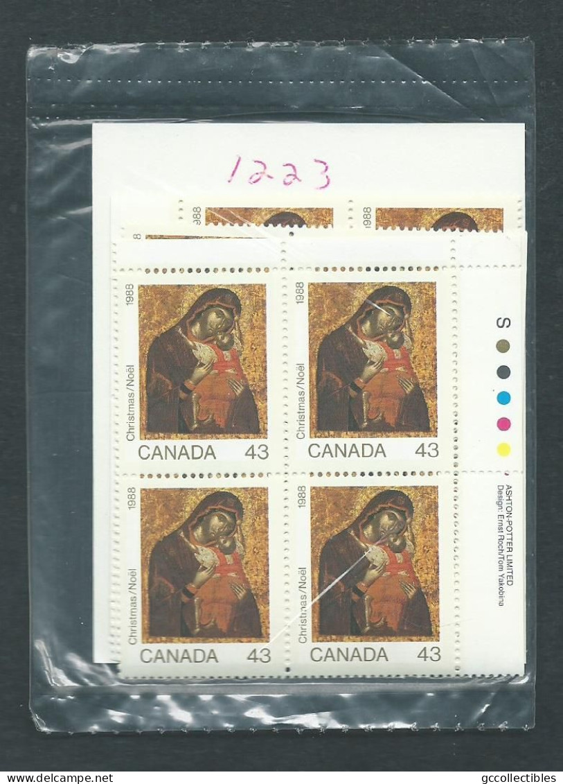 Canada # 1223 Match Set Sealed MNH - Christmas 1988 / Icons - Blocks & Sheetlets